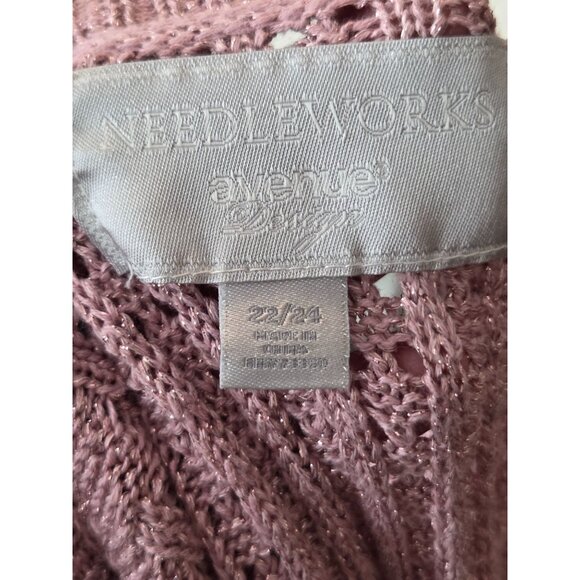 Needle Works Women's Long Sleeve V-Neck Sweater Pink Size 22/24 - Picture 6 of 6